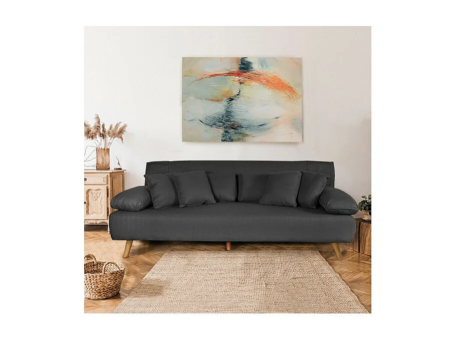 Canapé convertible 3 places gris 207x80x79cm TRAI