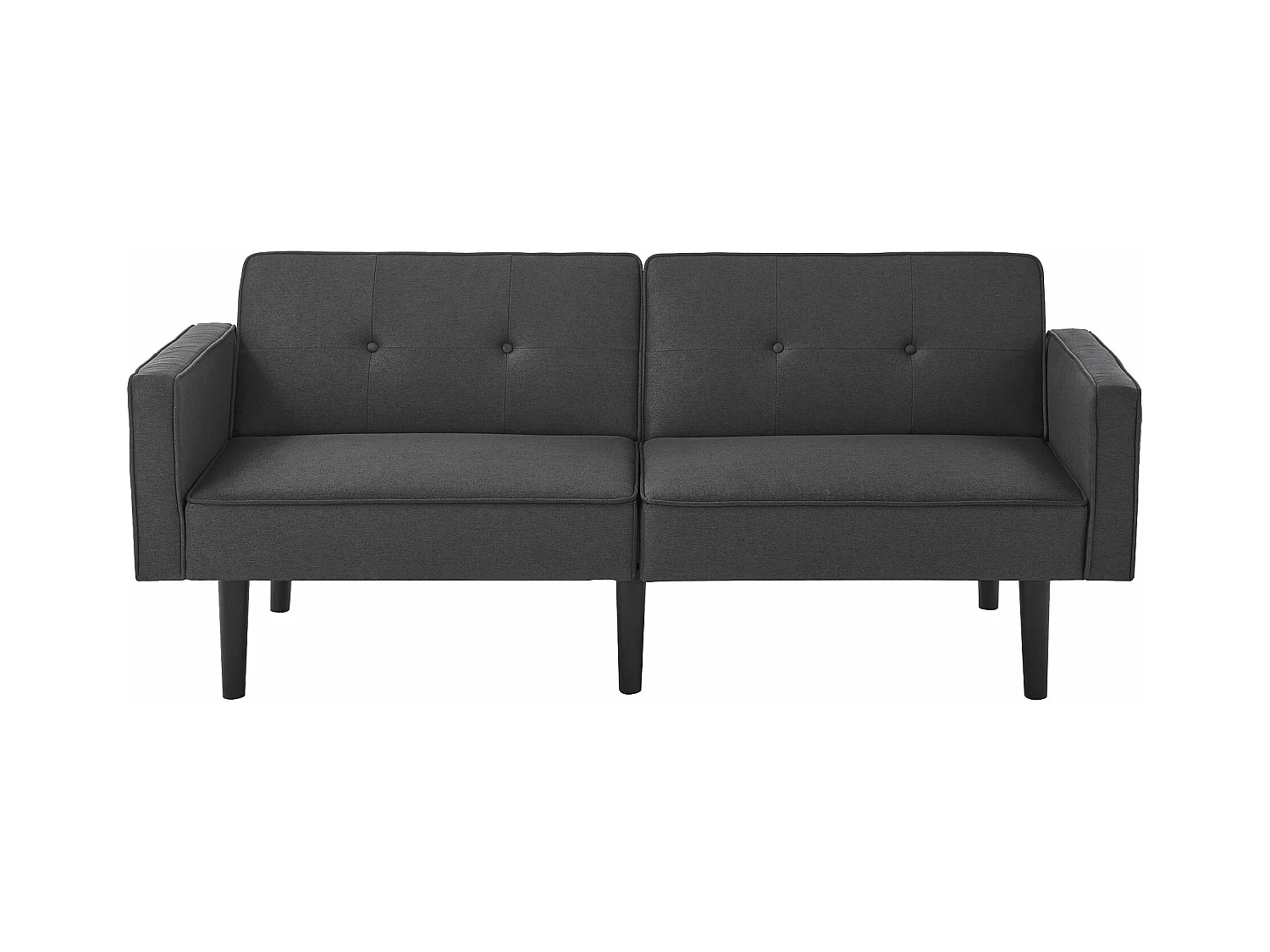 Canapé Convertible 2 places en Tissu Lin Coton noir avec Dossiers Réglables et Pieds Hauts – 176x76x74cm