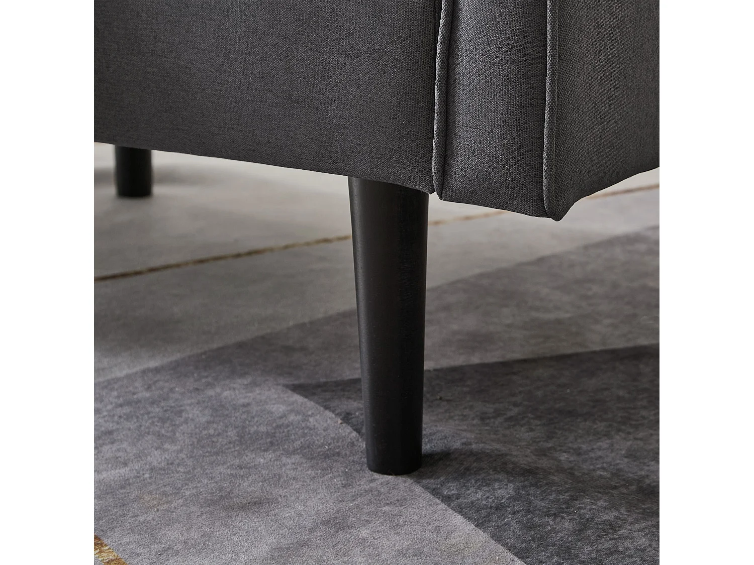 Canapé Convertible 2 places en Tissu Lin Coton noir avec Dossiers Réglables et Pieds Hauts – 176x76x74cm