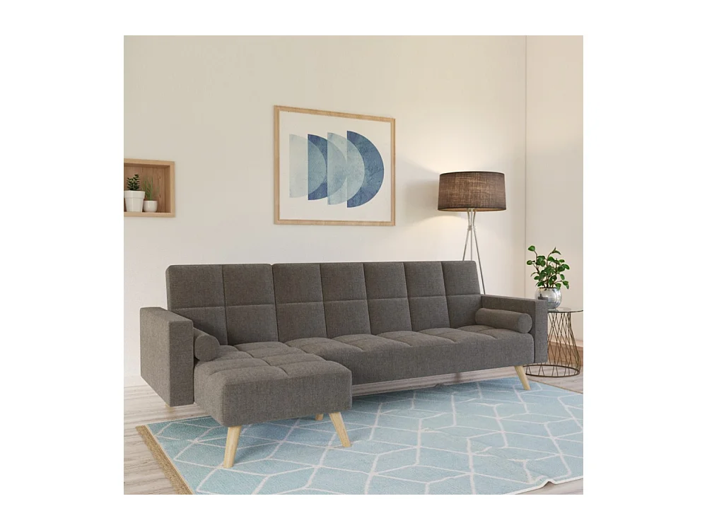 Canapé d'angle Convertible gauche gris ASAR  253x144x90 cm