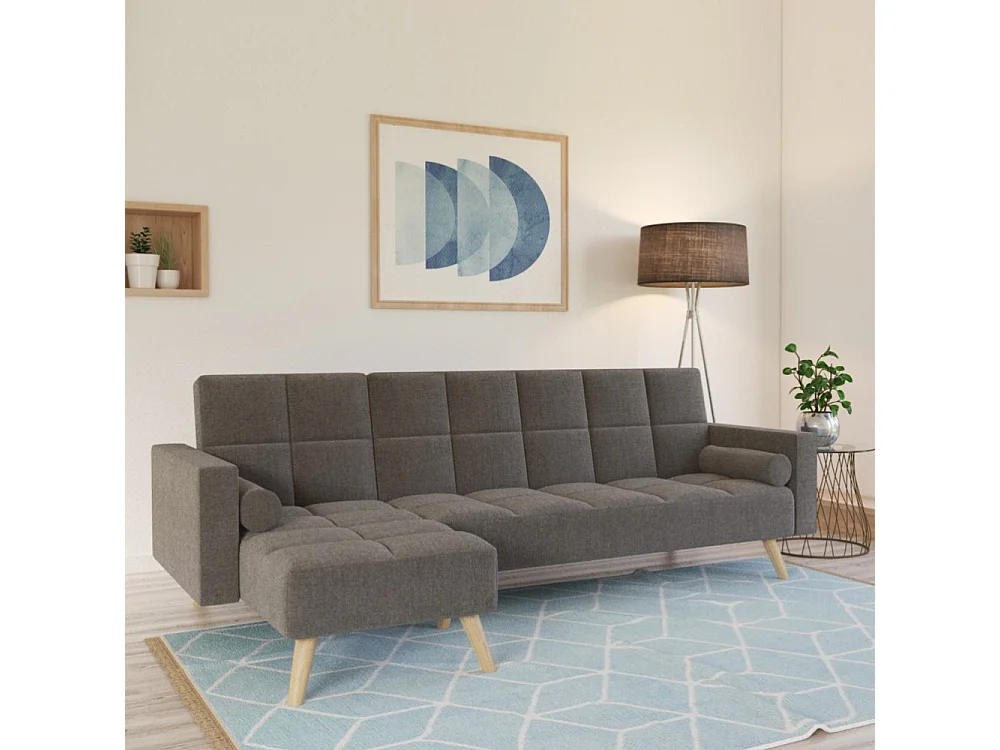 Canapé d'angle Convertible gauche gris ASAR  253x144x90 cm