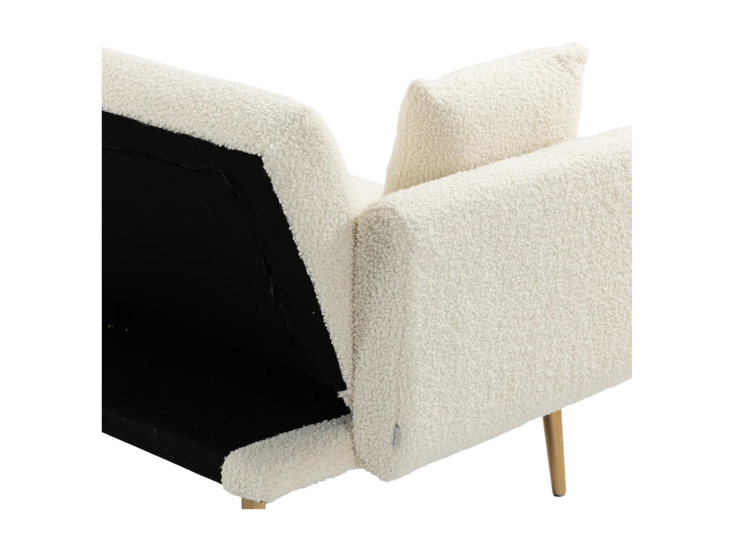 Canapé convertible en tissu teddy blanc 2 places avec dossier réglable et pieds en métal - 161.97x79.98x77.97cm