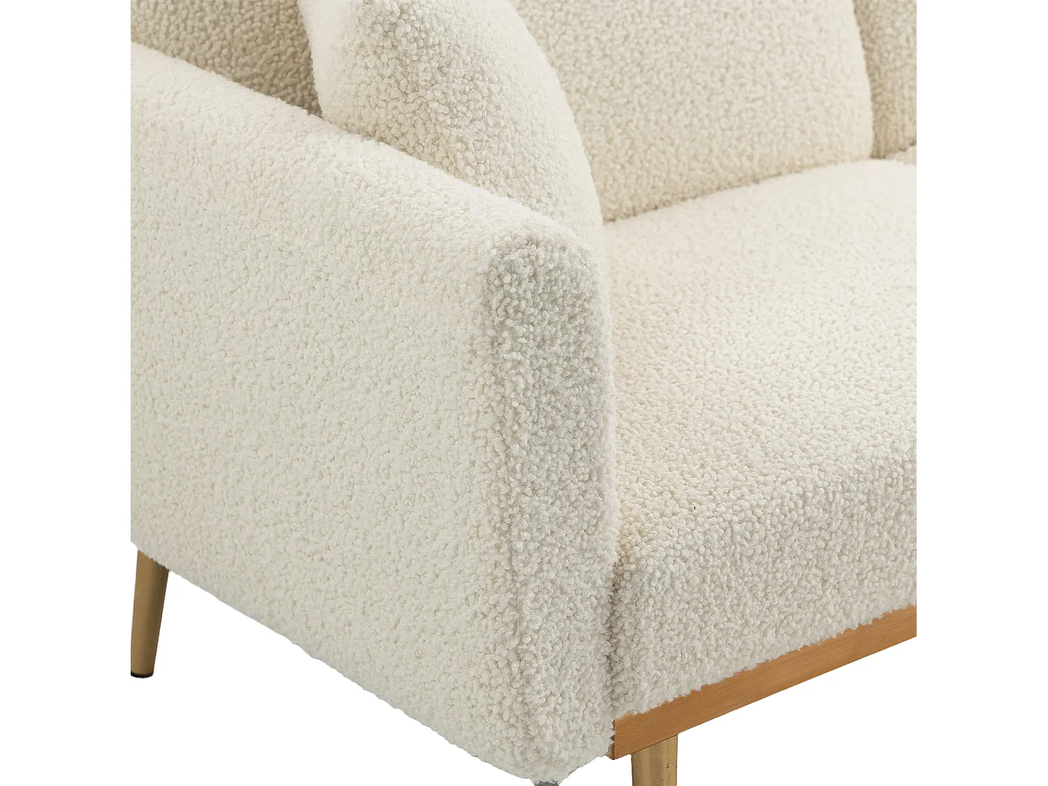Canapé convertible en tissu teddy blanc 2 places avec dossier réglable et pieds en métal - 161.97x79.98x77.97cm