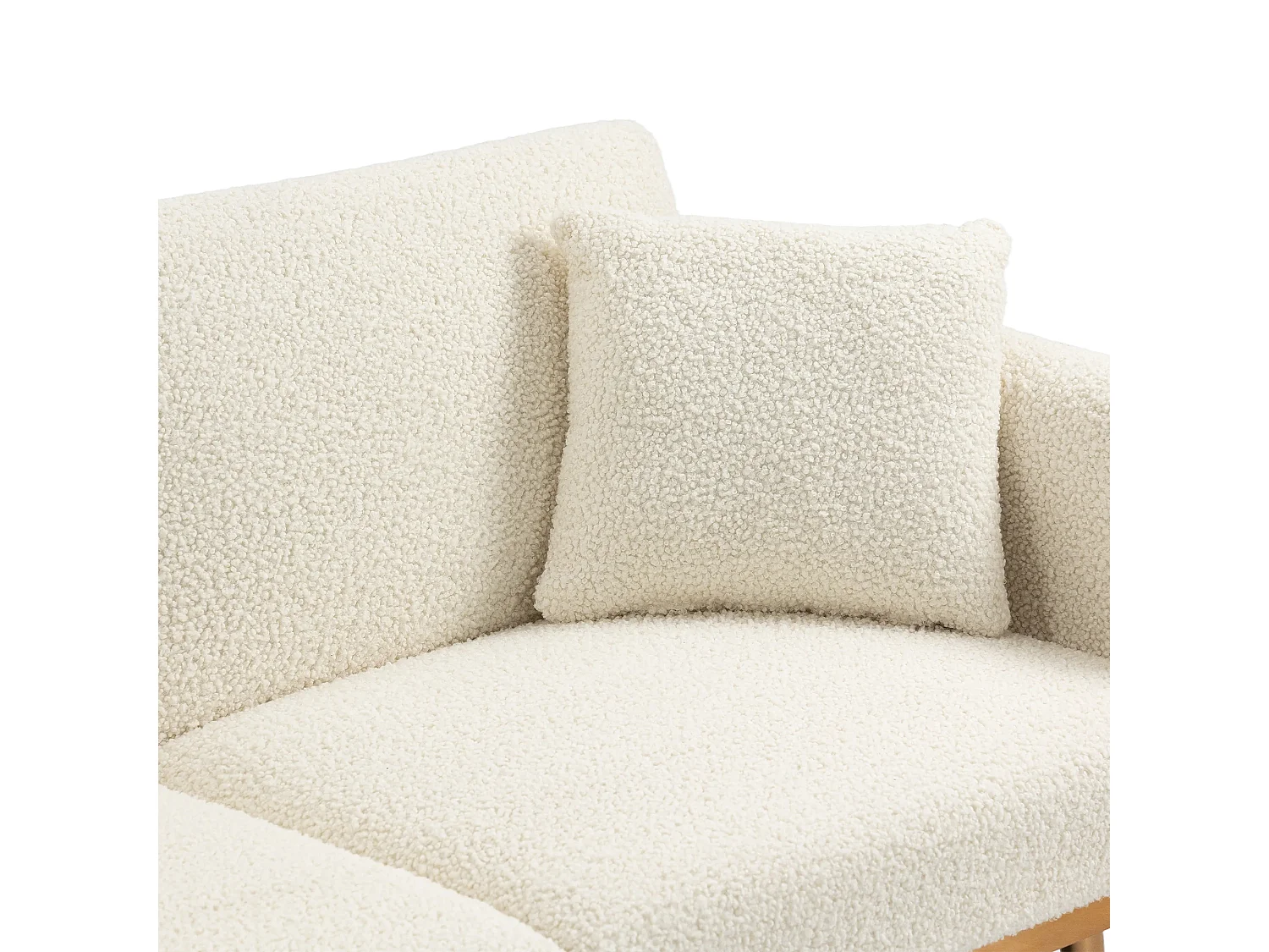 Canapé convertible en tissu teddy blanc 2 places avec dossier réglable et pieds en métal - 161.97x79.98x77.97cm