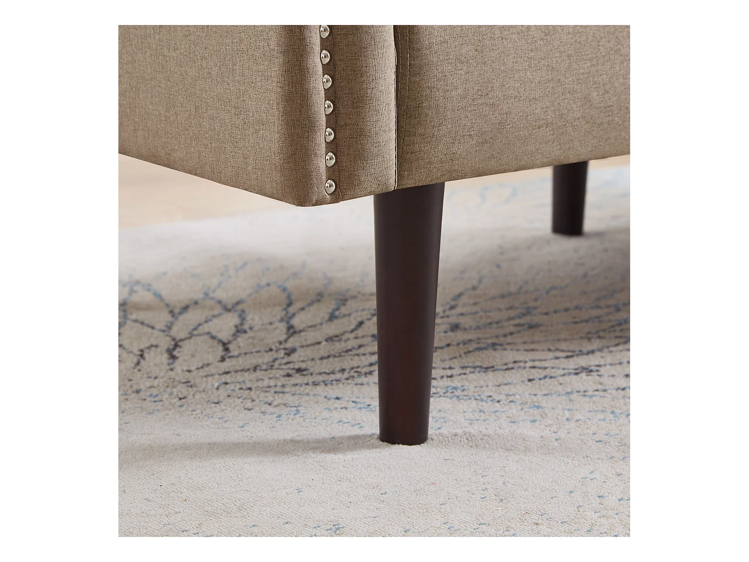 Canapé Convertible 2 Places en coton et Lin marron avec Dossier Double Réglable et Pieds en Bois - 176x72x72cm