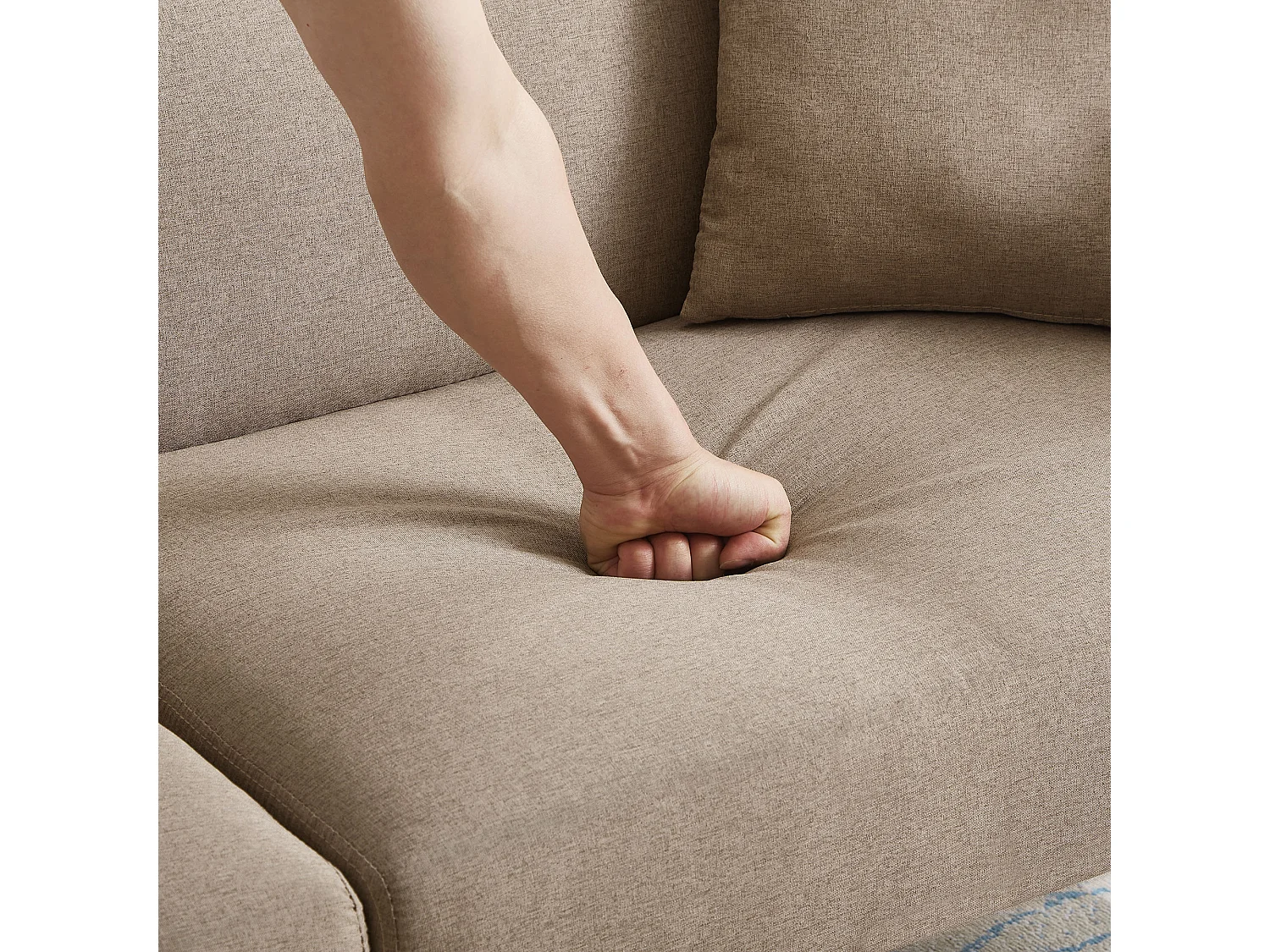 Canapé Convertible 2 Places en coton et Lin marron avec Dossier Double Réglable et Pieds en Bois - 176x72x72cm