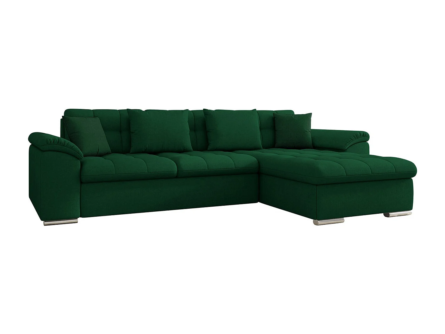 Sofá rinconero Comfivo 107, Verde, Función de descanso, Almacenaje, 280x160x76cm