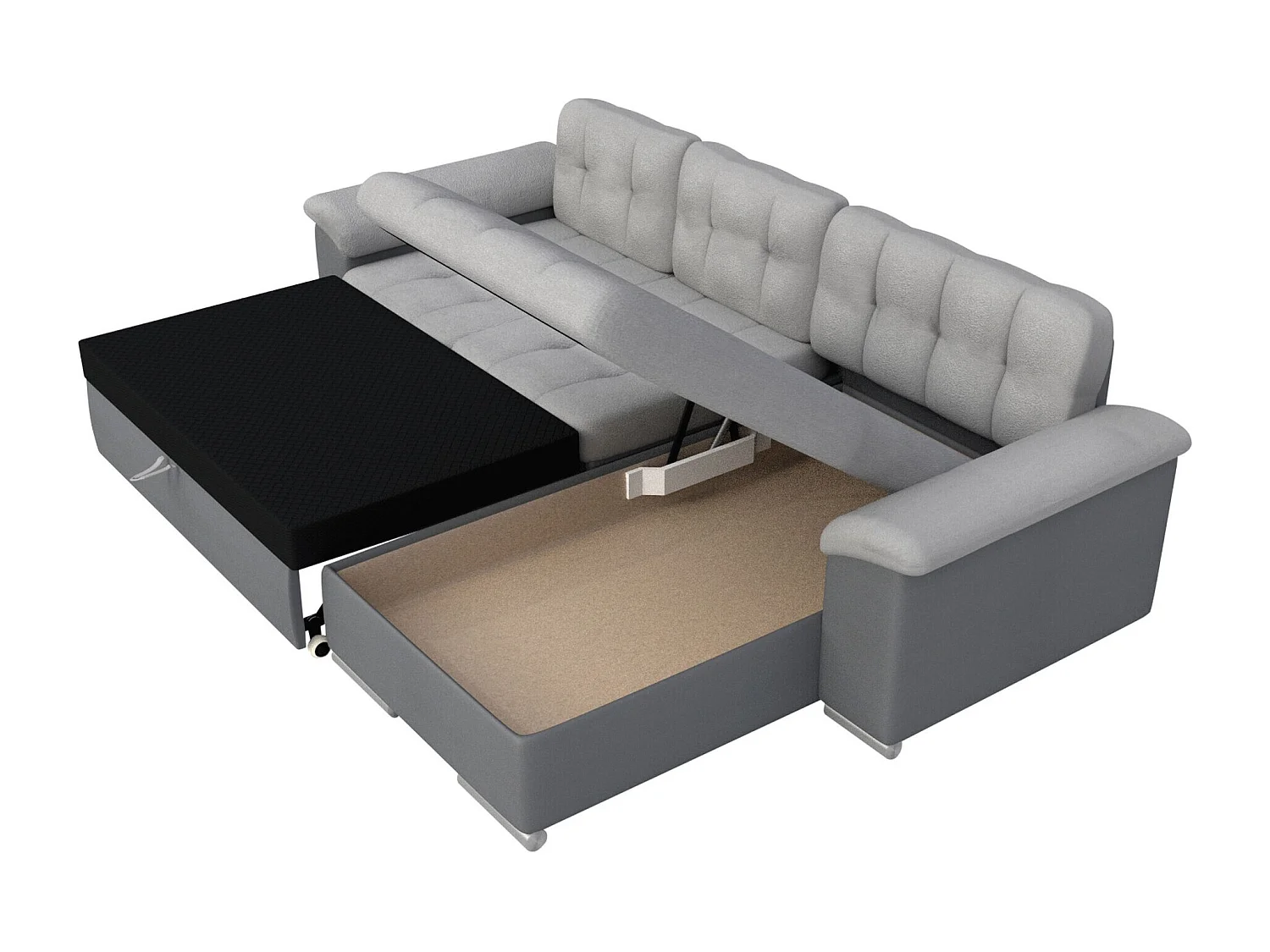 Sofá rinconero Comfivo 107, Verde, Función de descanso, Almacenaje, 280x160x76cm