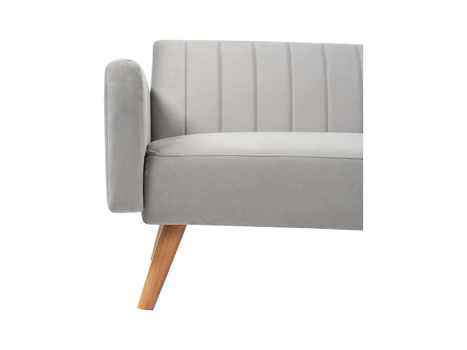 Canapé convertible gris clair 2 places avec mousse haute densité et pieds en bois écologique - 178x75x68cm