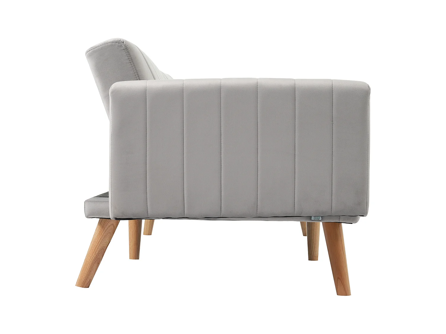 Canapé convertible gris clair 2 places avec mousse haute densité et pieds en bois écologique - 178x75x68cm