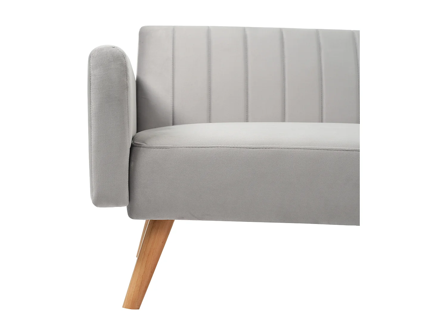 Canapé convertible gris clair 2 places avec mousse haute densité et pieds en bois écologique - 178x75x68cm