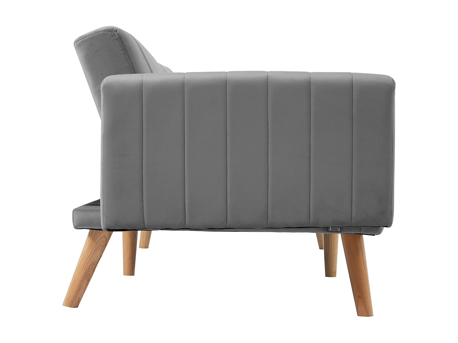 Canapé convertible gris 2 places avec mousse haute densité et pieds en bois écologique - 178x75x68cm