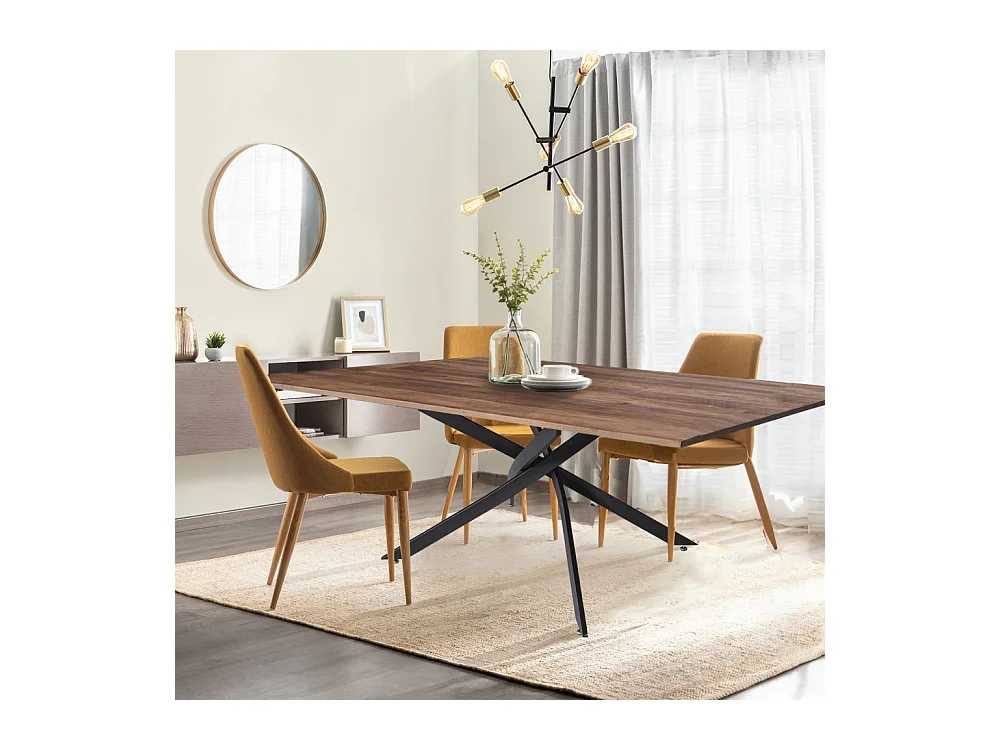 Table à manger 90x160cm couleur chêne pied métal