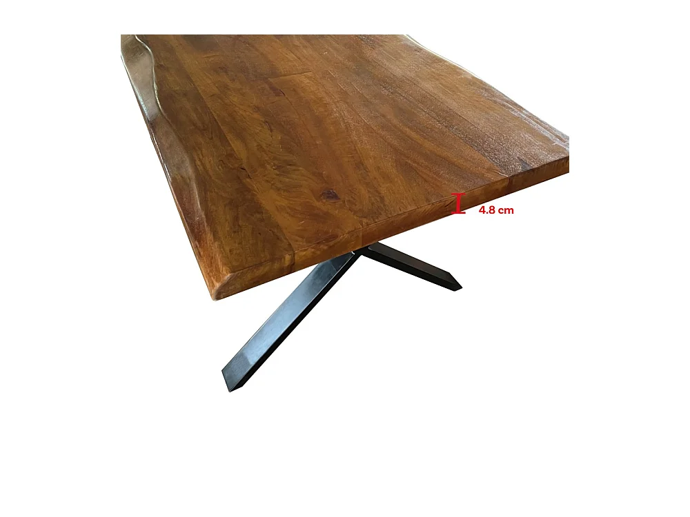 Table à manger Bois massif 90x200cm couleur naturel pied métal
