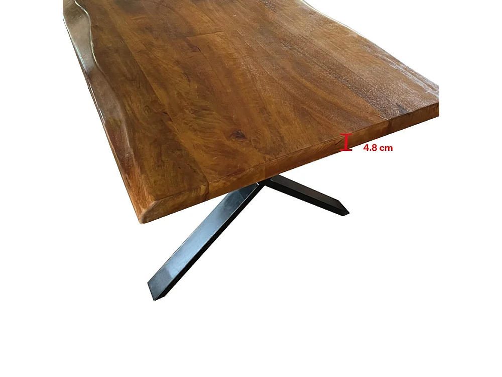 Table à manger Bois massif 90x200cm couleur naturel pied métal