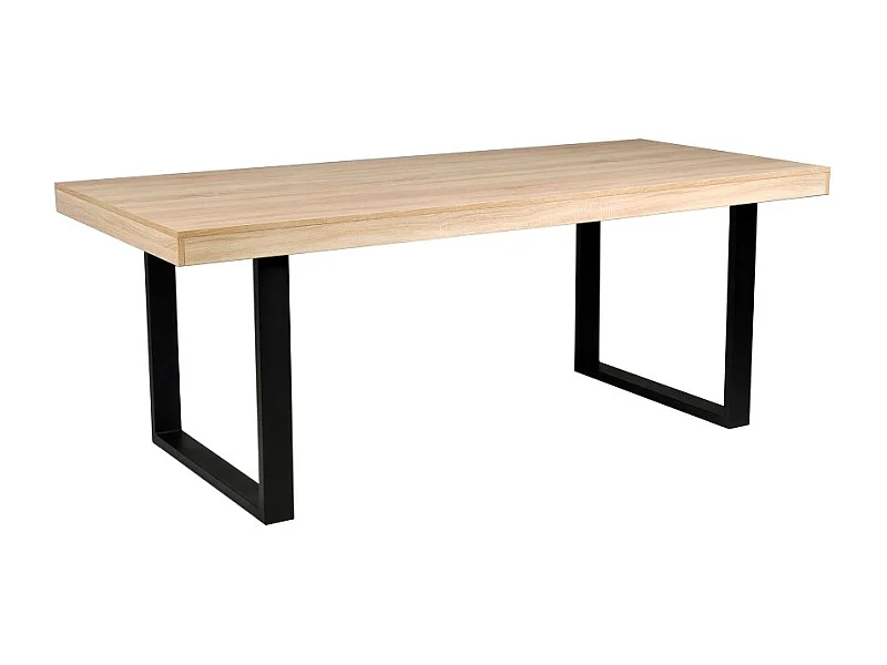 Table à manger 90x200cm couleur chêne pied métal TIVA