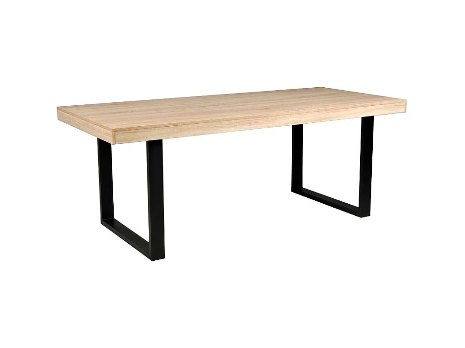 Table à manger 90x200cm couleur chêne pied métal TIVA