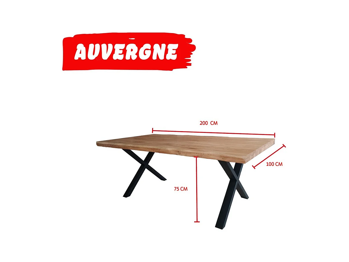 Table à manger 200x100cm chênemassif pied métal AVAN