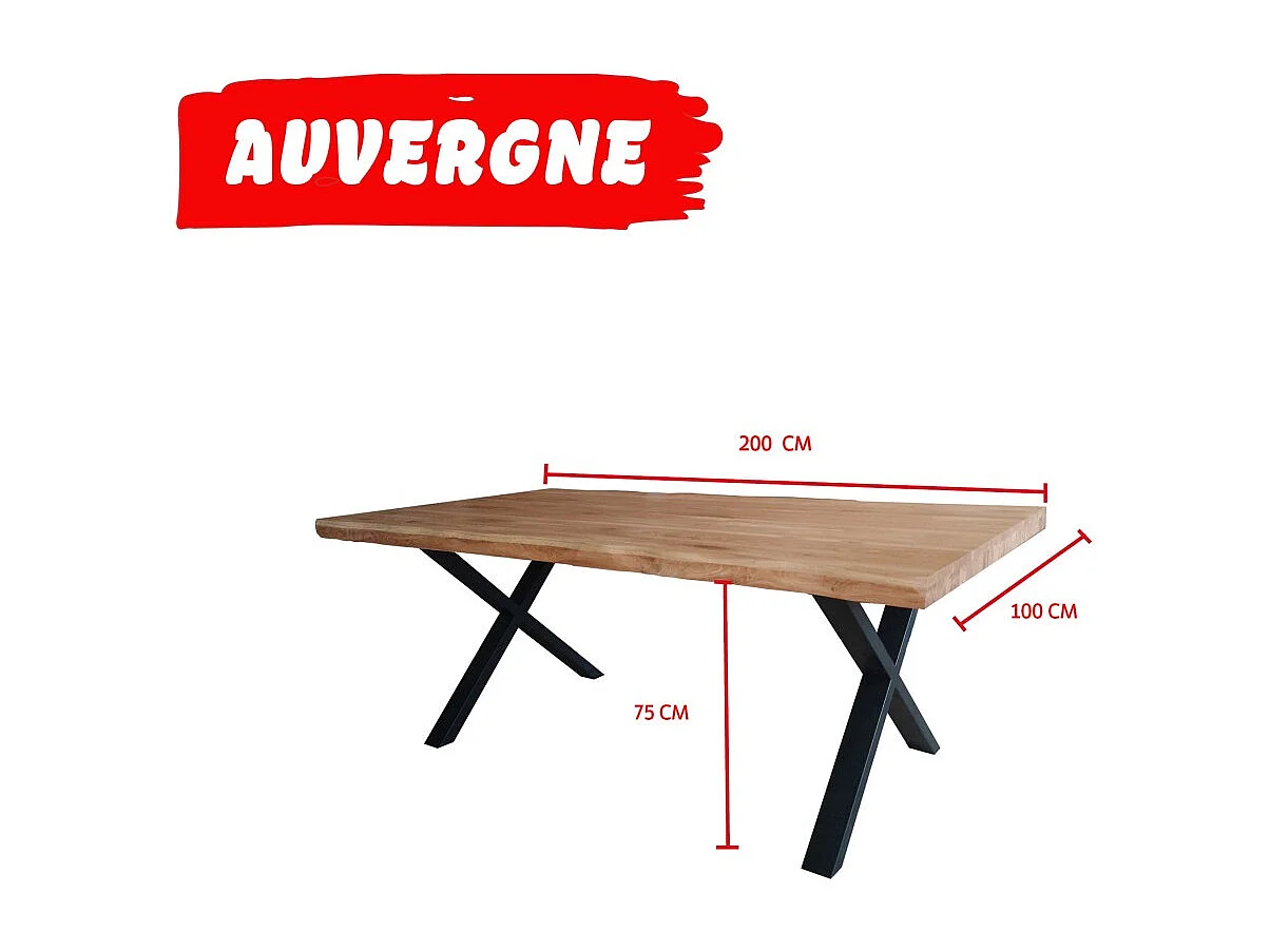 Table à manger 200x100cm chênemassif pied métal AVAN