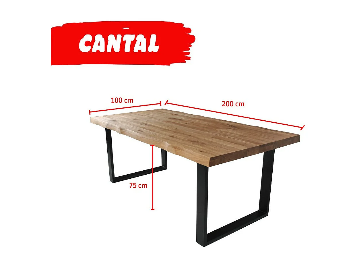 Table à manger 200x100cm chênemassif pied métal CATAU