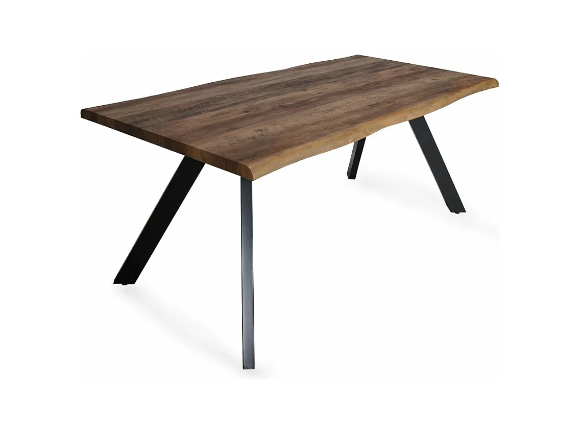 Table à manger 90x180cm couleur chêne pied métal HELI