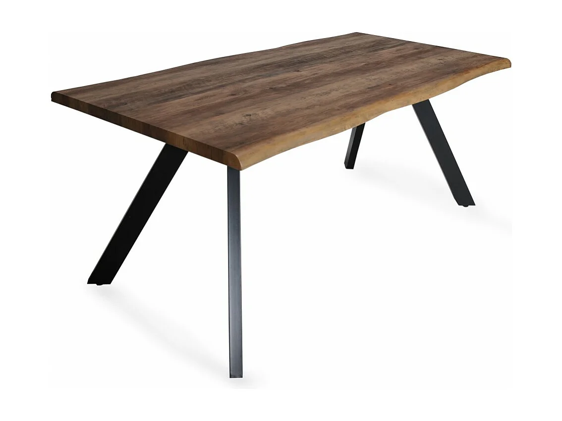 Table à manger 90x180cm couleur chêne pied métal HELI