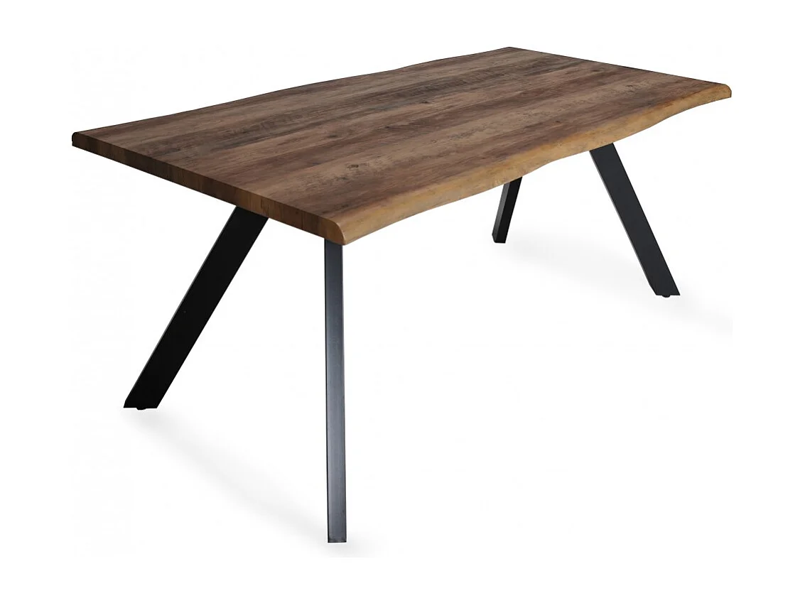 Table à manger 90x180cm couleur chêne pied métal HELI