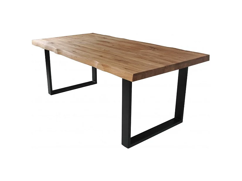Table à manger 180x100cm chêne massif pied métal CATAU
