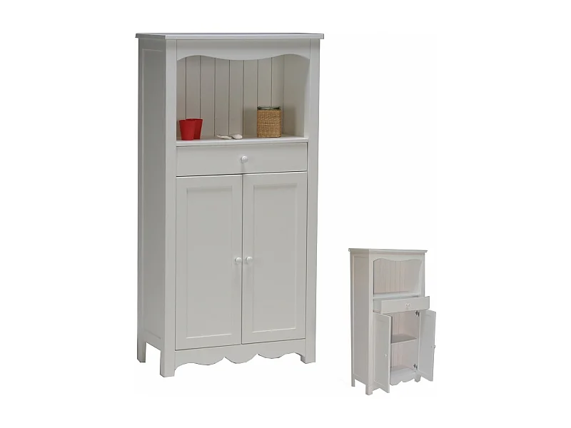 Meuble de rangement commode buffet 2 portes 1 tiroir blanc OMI