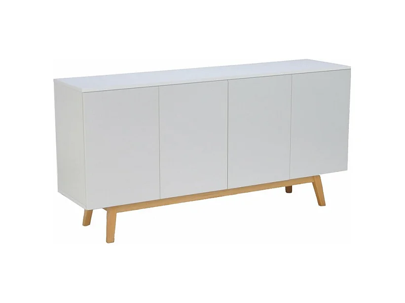 Commode de rangement Meuble universel HONA 160x42x80cm Blanc 2tiroirs intérieurs