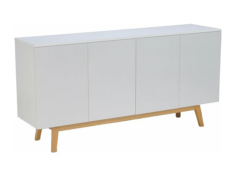Commode de rangement Meuble universel HONA 160x42x80cm Blanc 2tiroirs intérieurs