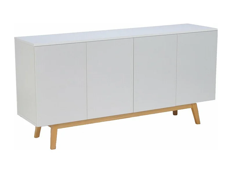 Commode de rangement Meuble universel HONA 160x42x80cm Blanc 2tiroirs intérieurs