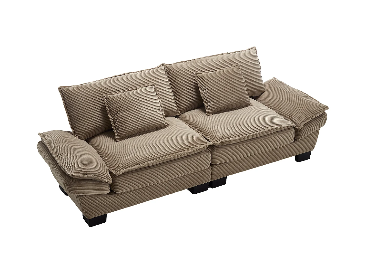 Canapé fixe 2 places en velours kaki ultra-profond – assise moelleuse et accoudoirs rembourrés - 224x81x81cm