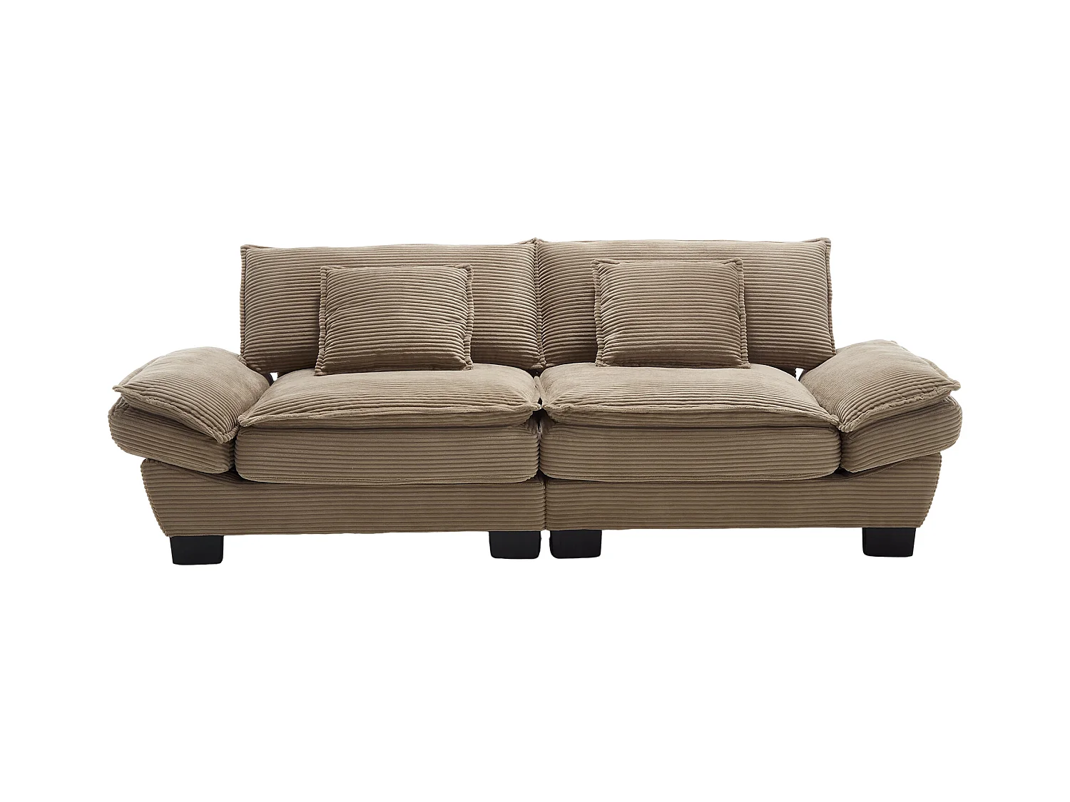 Canapé fixe 2 places en velours kaki ultra-profond – assise moelleuse et accoudoirs rembourrés - 224x81x81cm