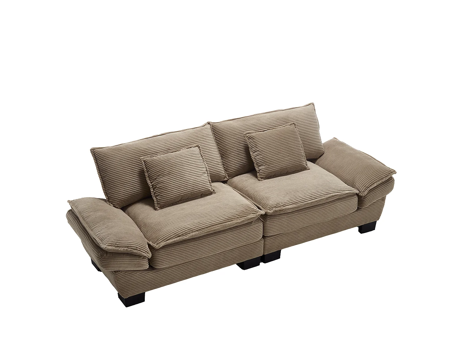 Canapé fixe 2 places en velours kaki ultra-profond – assise moelleuse et accoudoirs rembourrés - 224x81x81cm
