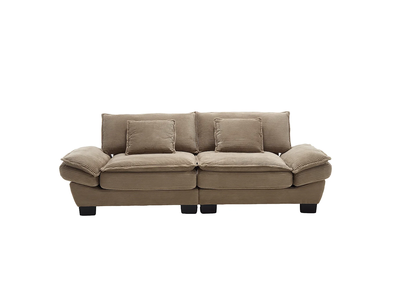 Canapé fixe 2 places en velours kaki ultra-profond – assise moelleuse et accoudoirs rembourrés - 224x81x81cm