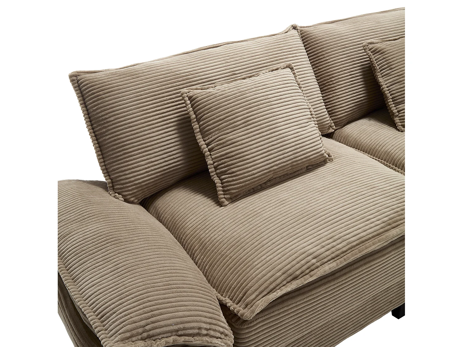 Canapé fixe 2 places en velours kaki ultra-profond – assise moelleuse et accoudoirs rembourrés - 224x81x81cm
