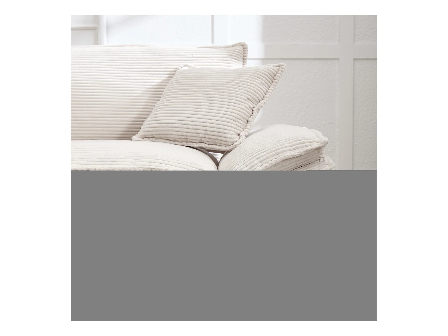 Canapé fixe 2 places en velours beige ultra-profond – assise moelleuse et accoudoirs rembourrés - 224x81x81cm