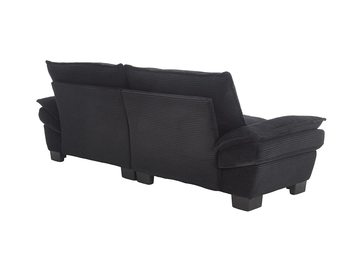 Canapé fixe 2 places en velours noir ultra-profond – assise moelleuse et accoudoirs rembourrés - 224x81x81cm