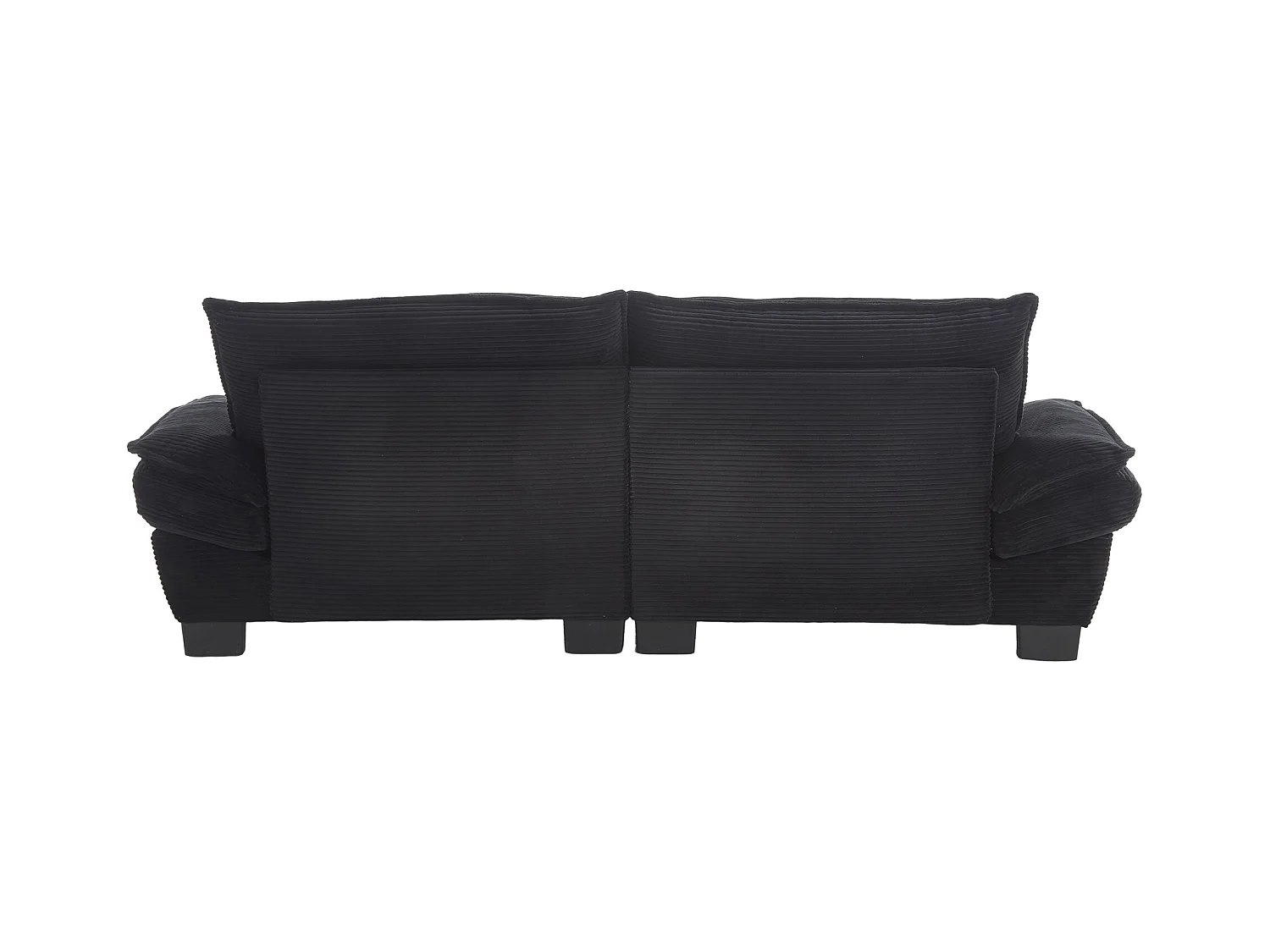 Canapé fixe 2 places en velours noir ultra-profond – assise moelleuse et accoudoirs rembourrés - 224x81x81cm