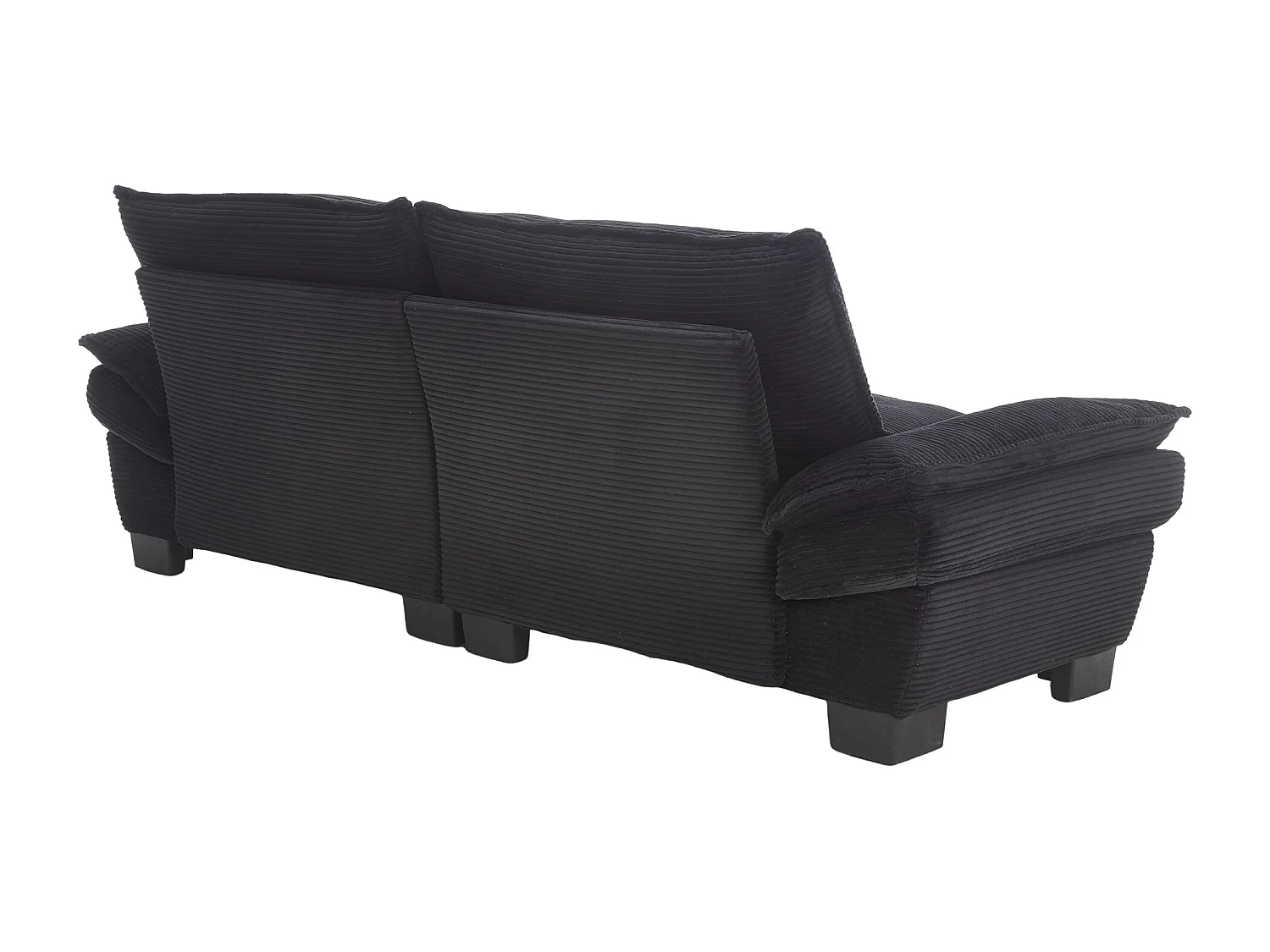 Canapé fixe 2 places en velours noir ultra-profond – assise moelleuse et accoudoirs rembourrés - 224x81x81cm