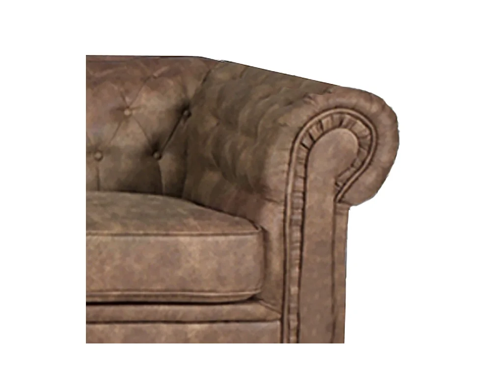 Canapé 2 places Marron vieilli revêtement effet cuir capitonné 183x85x72cm FEILD