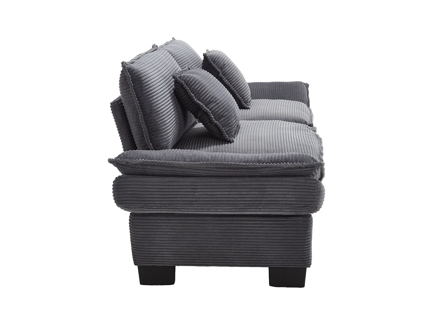 Canapé fixe 2 places en velours gris ultra-profond – assise moelleuse et accoudoirs rembourrés - 224x81x81cm