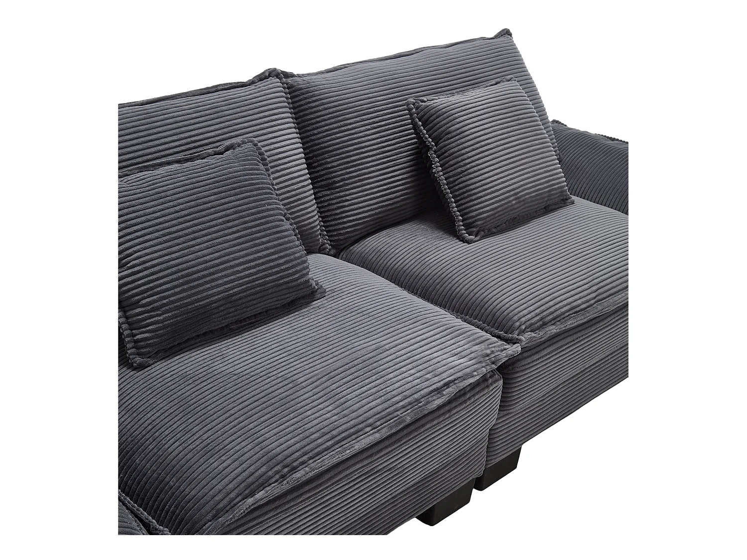 Canapé fixe 2 places en velours gris ultra-profond – assise moelleuse et accoudoirs rembourrés - 224x81x81cm