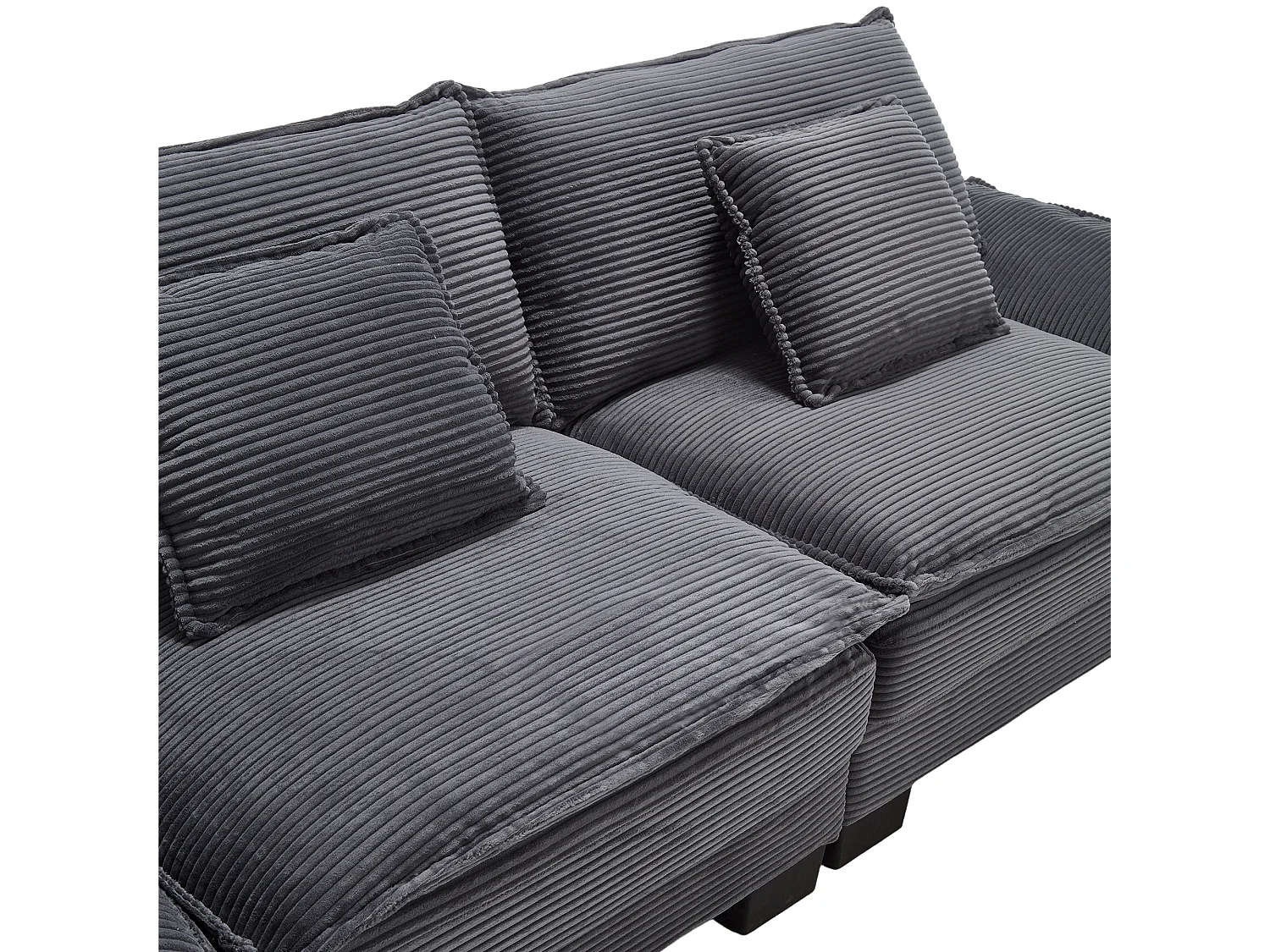 Canapé fixe 2 places en velours gris ultra-profond – assise moelleuse et accoudoirs rembourrés - 224x81x81cm