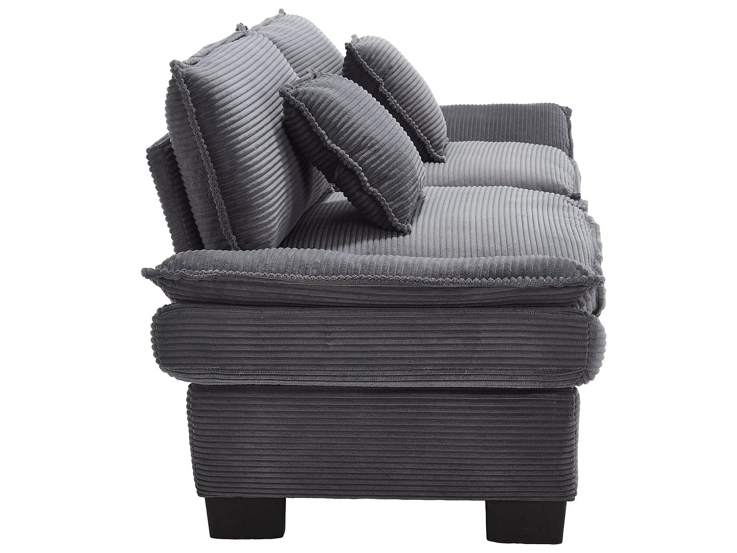 Canapé fixe 2 places en velours gris ultra-profond – assise moelleuse et accoudoirs rembourrés - 224x81x81cm