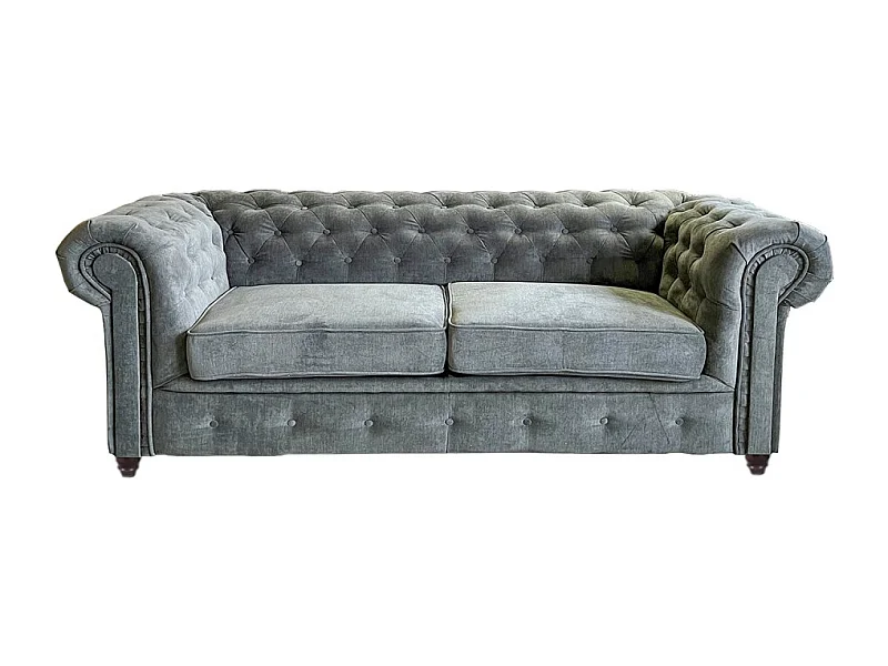 Canapé 2 places Gris clair revêtement effet cuir capitonné 183x85x72cm FEILD