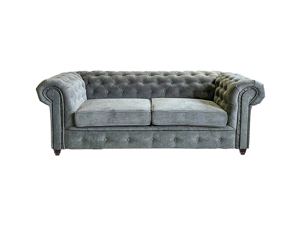 Canapé 2 places Gris clair revêtement effet cuir capitonné 183x85x72cm FEILD