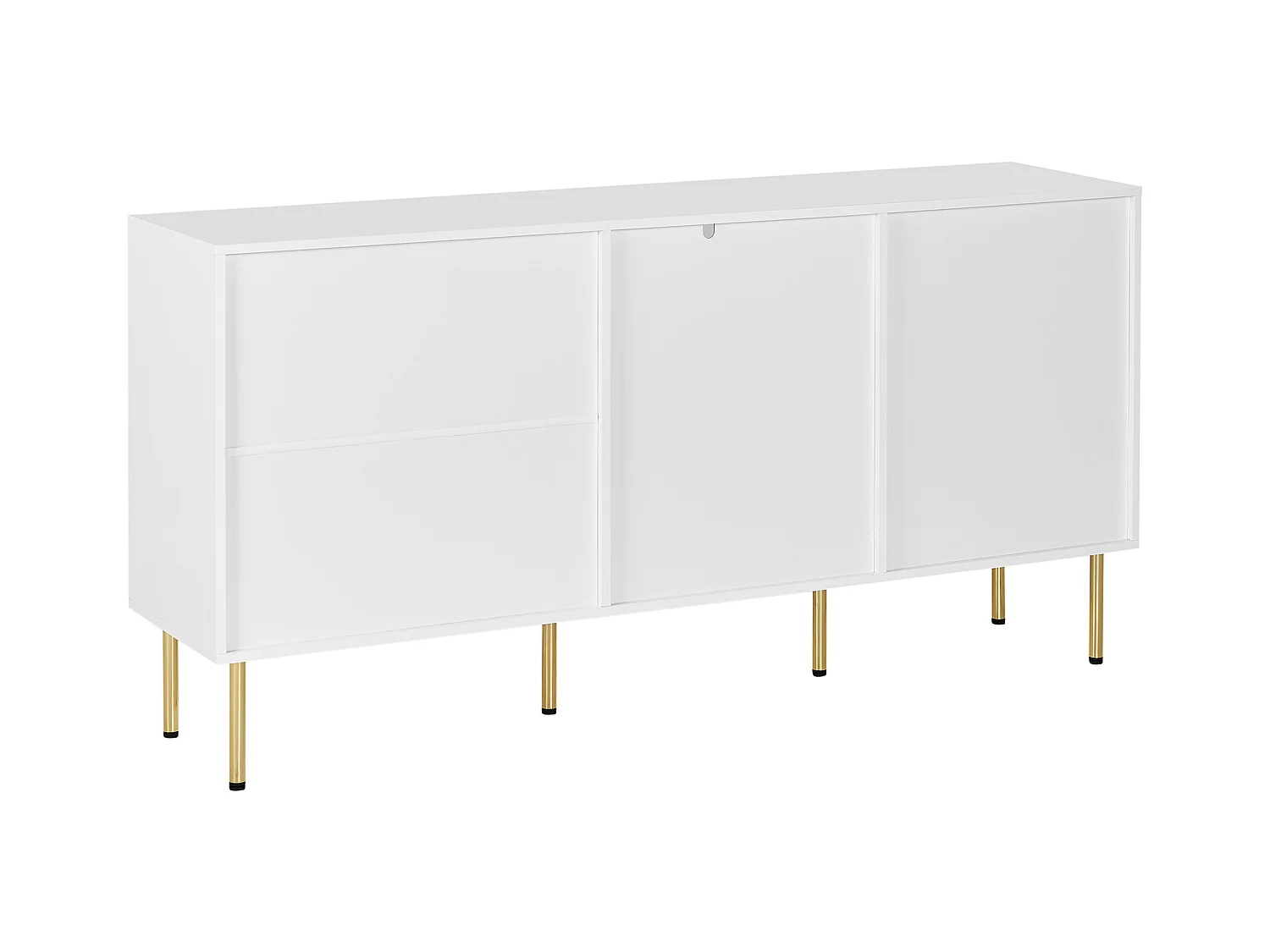 Buffet avec vitrine en verre MILORA 160 cm Blanc