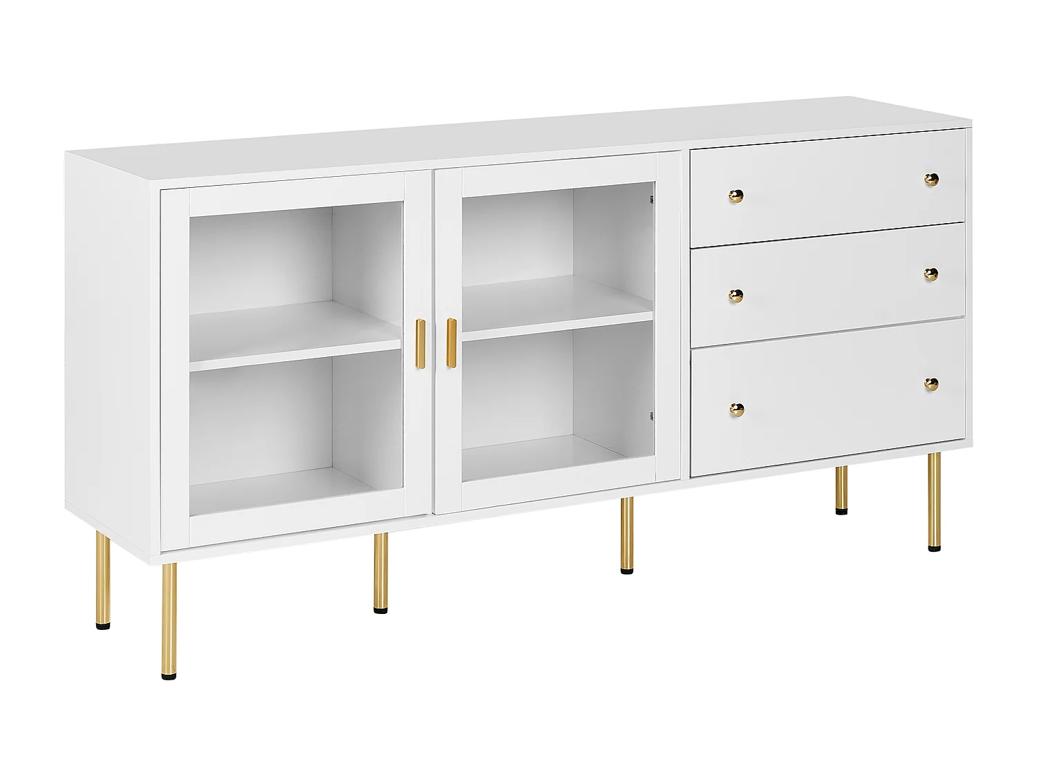 Buffet avec vitrine en verre MILORA 160 cm Blanc
